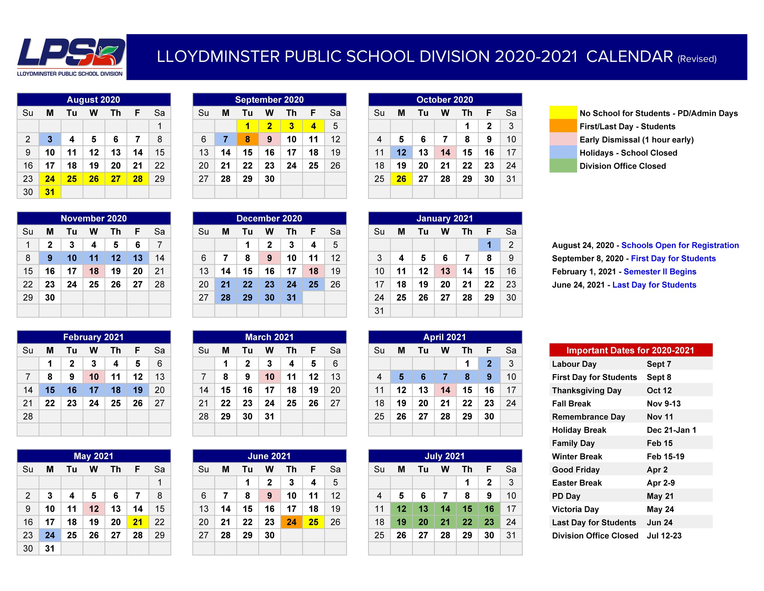 School Calendar LPSD Online